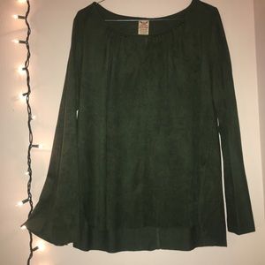 Suede Green keyhole blouse